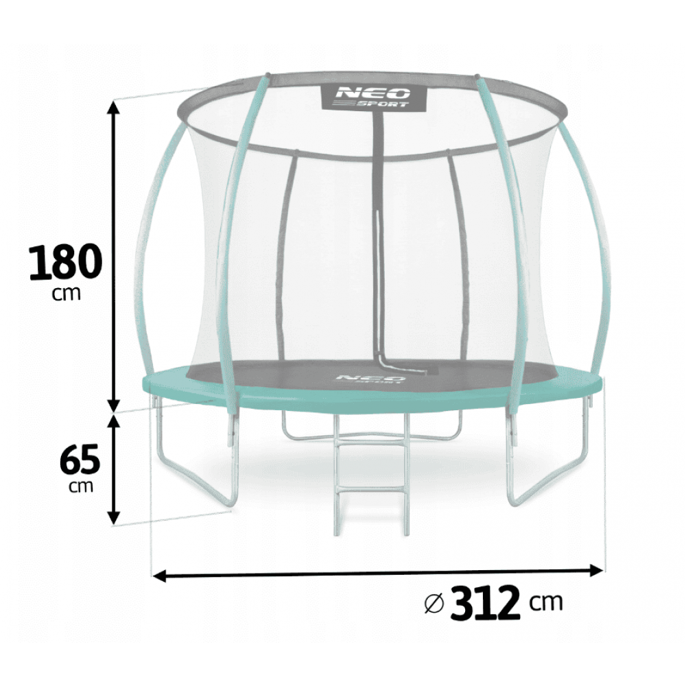 Батут Neo-Sport Premium 312 см Green с сеткой и лестницей