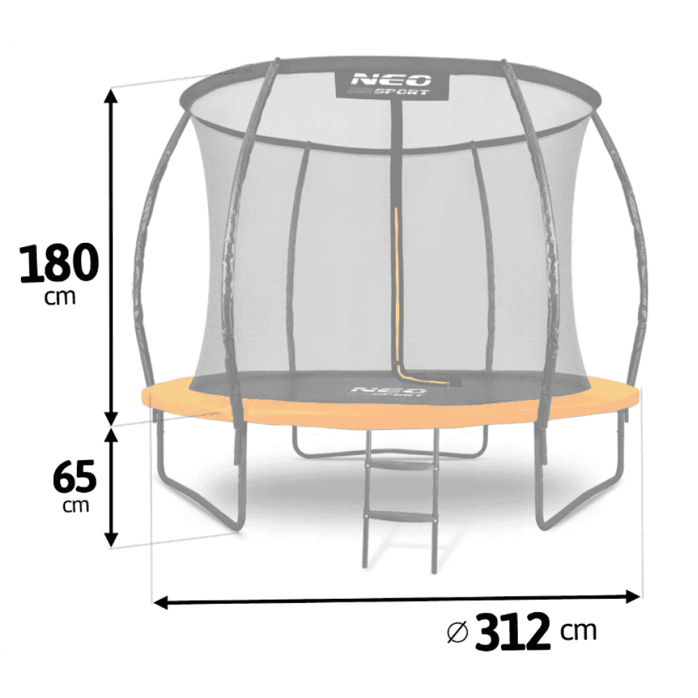 Батут Neo-Sport Premium 312 см Orange с сеткой и лестницей