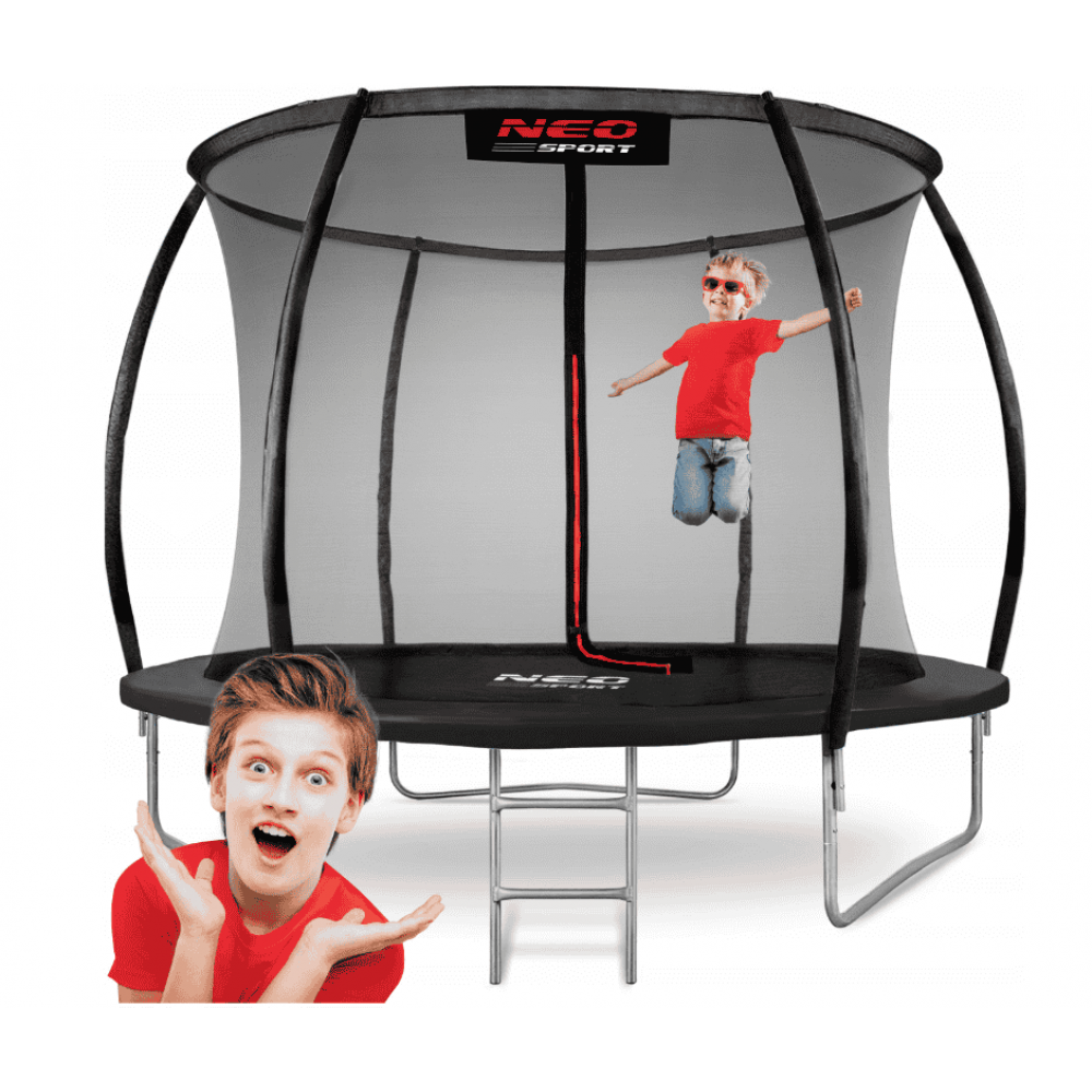 Батут Neo-Sport Premium 312 см Black с сіткою і драбинкою