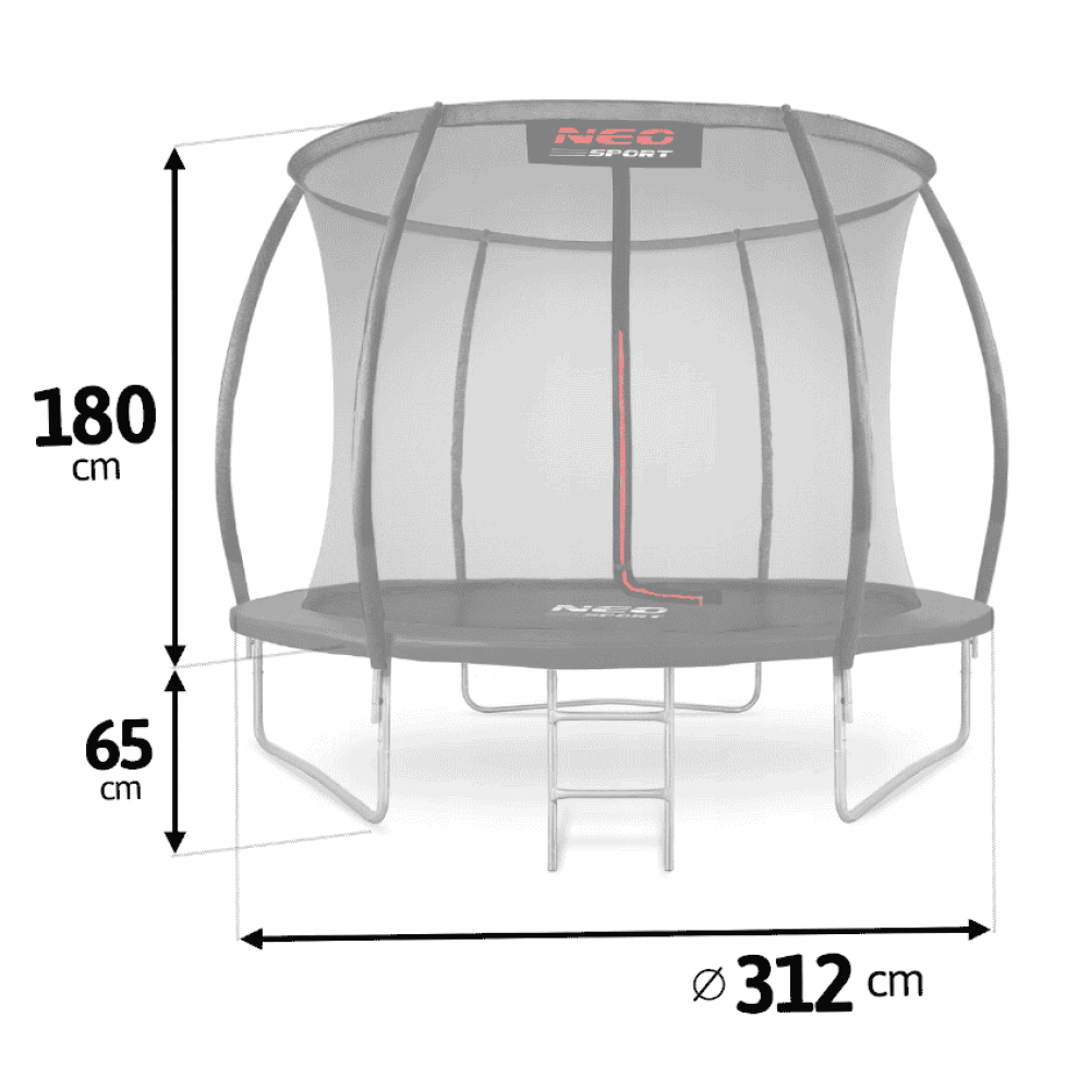 Батут Neo-Sport Premium 312 см Black с сіткою і драбинкою