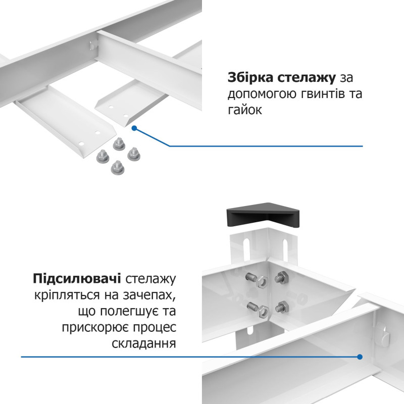 Стелаж Еталон Е251 1800х900х500 Меткас 175 кг/полицю, 5 полиць, ДСП, фарбований, металевий