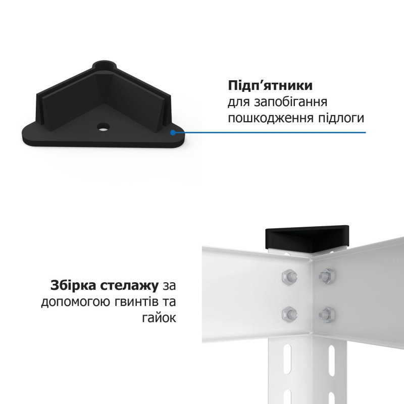 Стелаж Еталон Е251 1800х900х500 Меткас 175 кг/полицю, 5 полиць, ДСП, фарбований, металевий