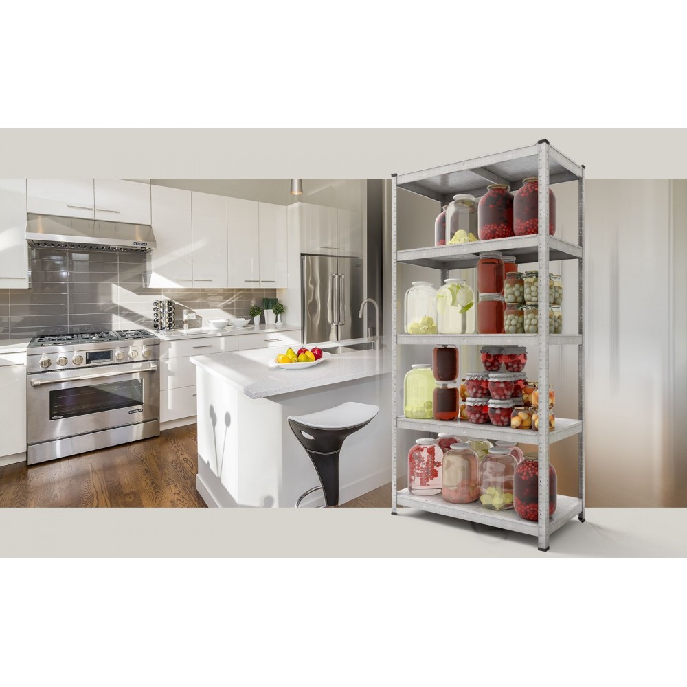 Стеллаж Бюджет ОС 1800х1000х300 Меткас, 150 кг/полку, 5 полок, сталь, оцинкованный, металлический