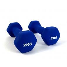 Гантелі для фітнесу металеві Neo-Sport Blue 2 x 2 кг