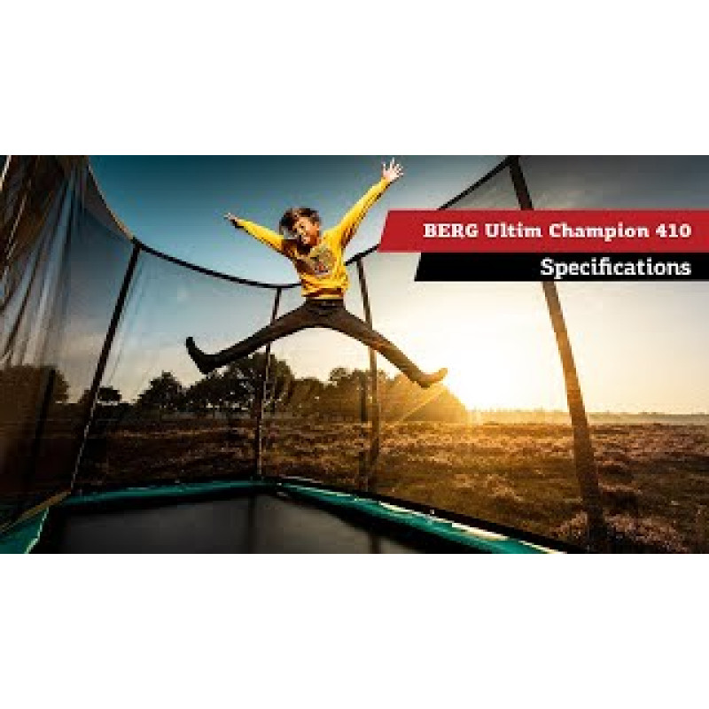 Батут Berg Ultim FlatGround Champion Green 410x250 см із сіткою Deluxe XL