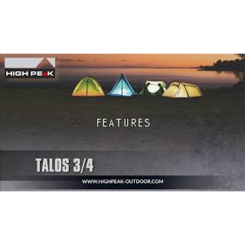 Палатка для четырех человек High Peak Talos 4 Grey/Green (11510)