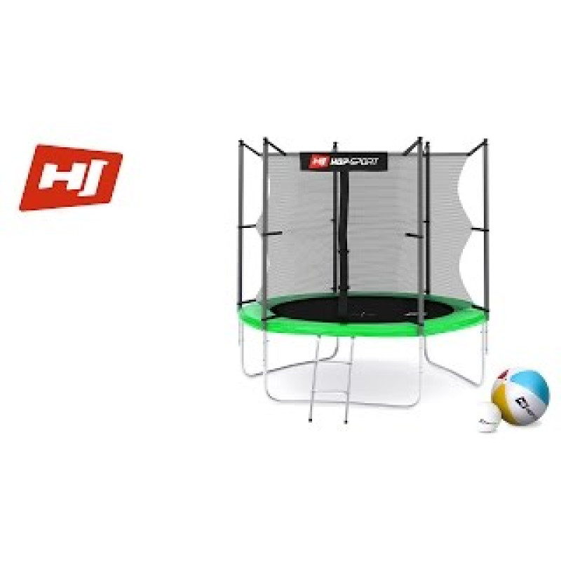 Батут Hop-Sport Green 305 см на 3 опорах з внутрішньою сіткою і драбинкою