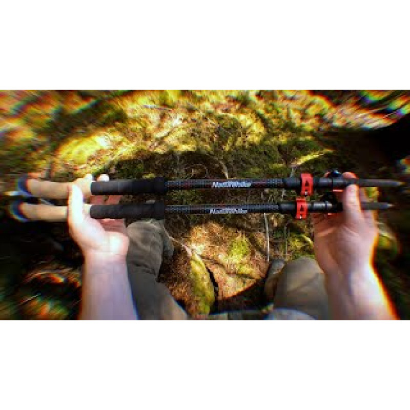 Трекінгові палиці Naturehike NH20DS003, 135 см, чорний/червоний, 2 шт