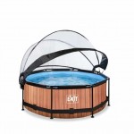 Бассейн Exit Wood 244x76 см с фильтром-насосом и куполом