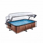 Бассейн Exit Wood 220x150х65 см с фильтром-насосом и куполом