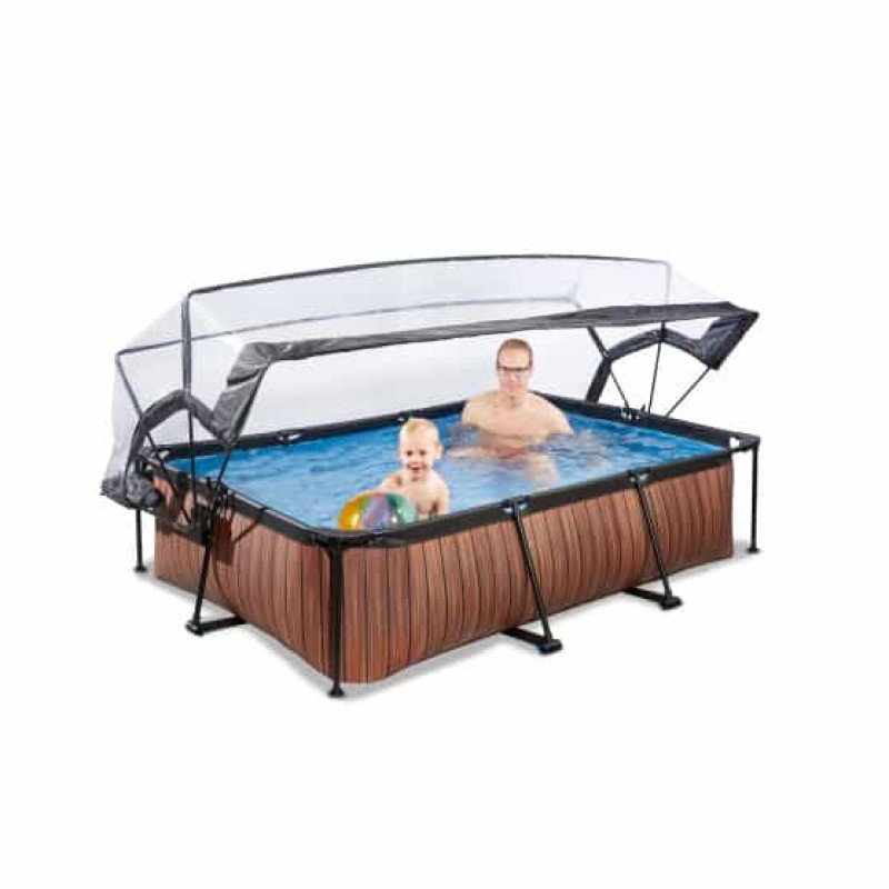 Бассейн Exit Wood 220x150х65 см с фильтром-насосом и куполом
