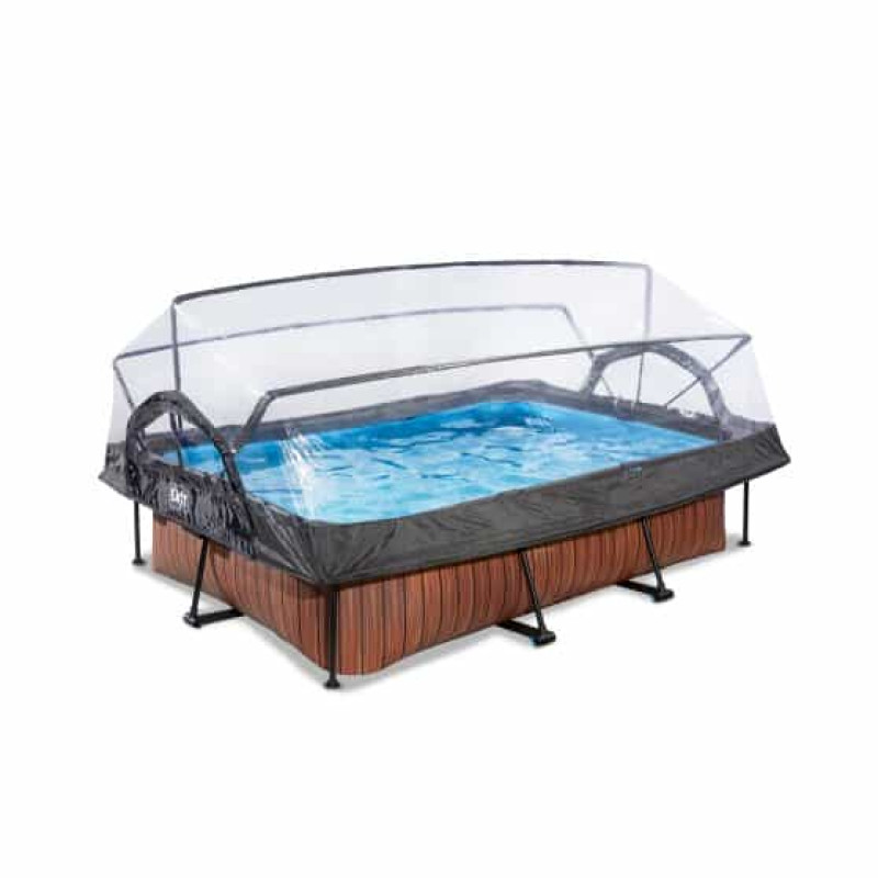 Бассейн Exit Wood 220x150х65 см с фильтром-насосом и куполом