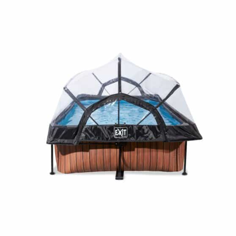 Бассейн Exit Wood 220x150х65 см с фильтром-насосом и куполом