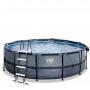 Каркасный бассейн Exit Stone 450x122 см с песочным фильтром-насосом, куполом, лестницей и тепловым насосом