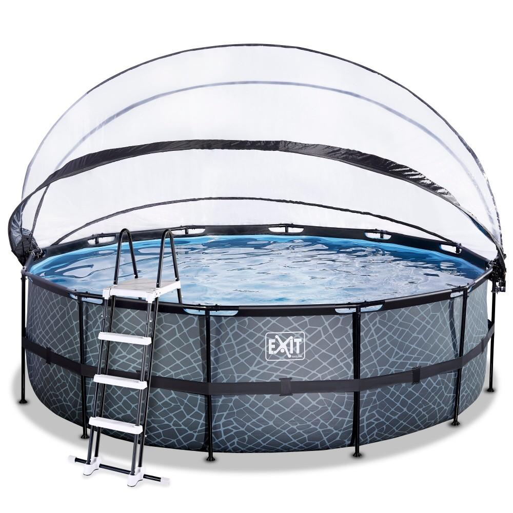 Каркасний басейн Exit Stone 450x122 см з картріджним фільтром-насосом, куполом і драбинкою