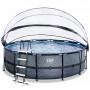 Каркасный бассейн Exit Stone 450x122 см с песочным фильтром-насосом, куполом, лестницей и тепловым насосом