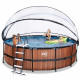 Каркасный бассейн Exit Wood 450x122 см с песочным фильтром-насосом, куполом, лестницей и тепловым насосом