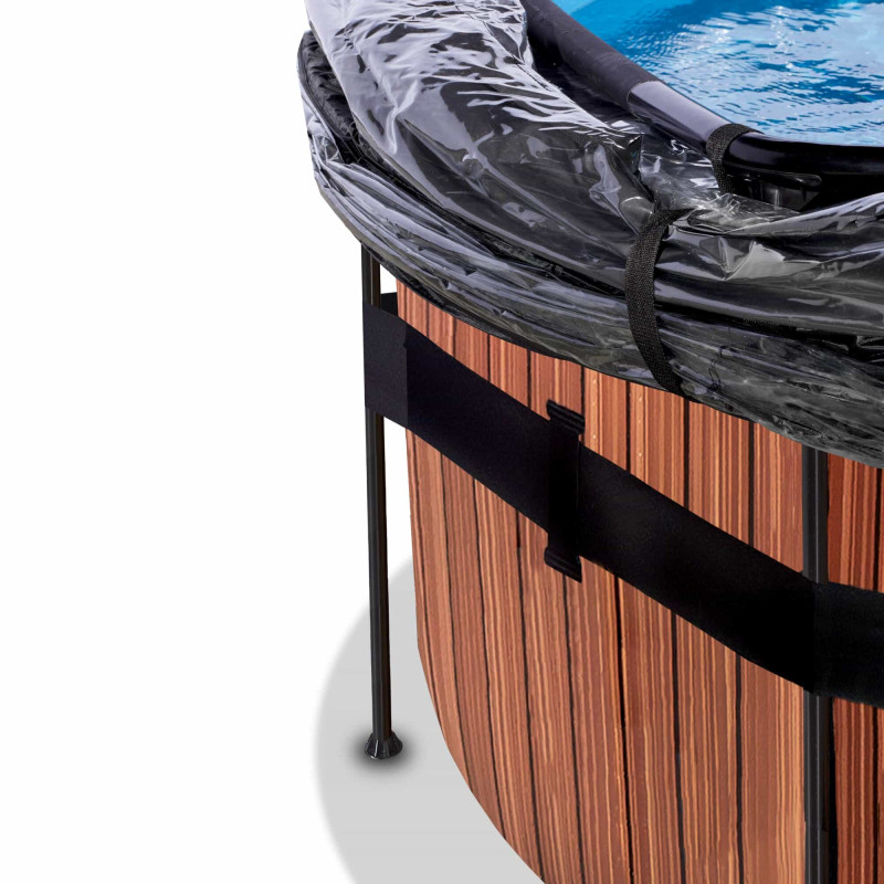 Каркасный бассейн Exit Wood 450x122 см с песочным фильтром-насосом, куполом, лестницей и тепловым насосом