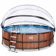 Каркасный бассейн Exit Wood 450x122 см с песочным фильтром-насосом, куполом, лестницей и тепловым насосом