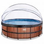 Басейн Exit Wood 450x122 см з фільтром-насосом, куполом і драбинкою