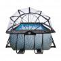 Басейн Exit Stone 400x200х122 см з пісочним фільтром-насосом, куполом, драбинкою і тепловим насосом