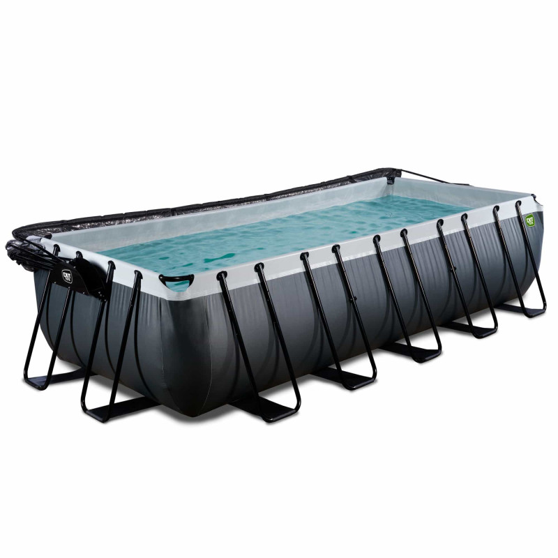 Бассейн Exit Black 540x250х122 см с песочным фильтром-насосом, куполом, лестницей и тепловым насосом