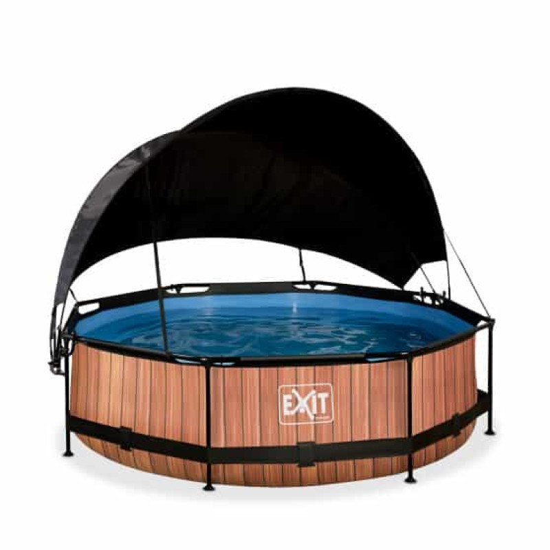 Бассейн Exit Wood 300x76 см с фильтром-насосом и тентом