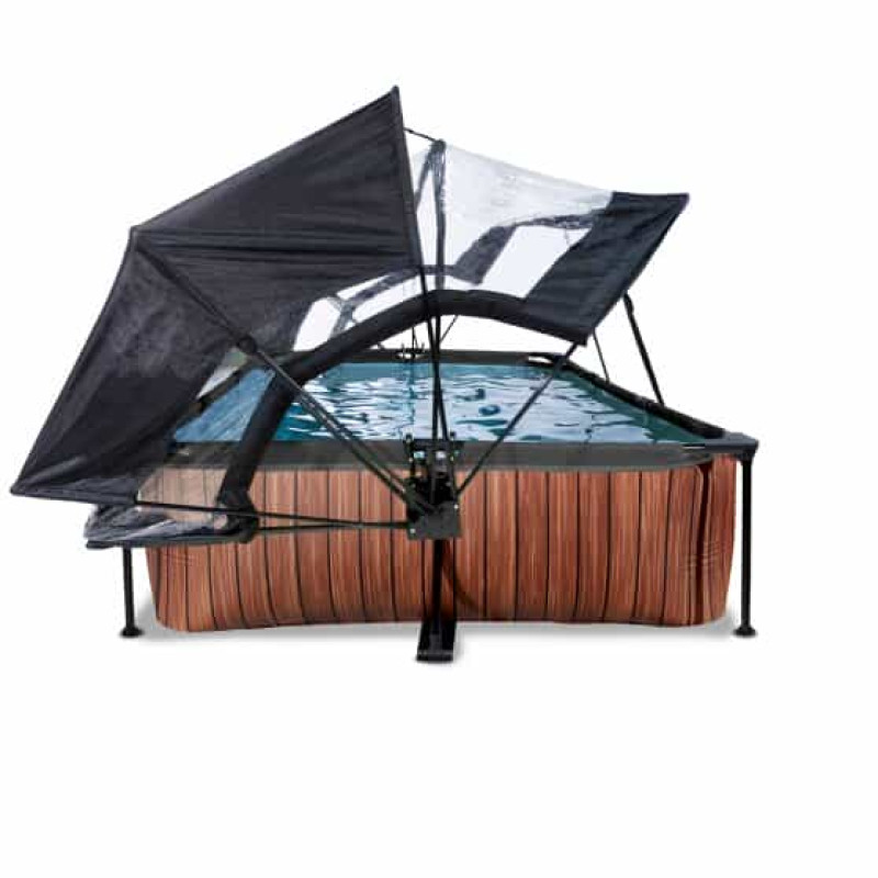 Бассейн Exit Wood 300x200х65 см с фильтром-насосом, куполом и тентом
