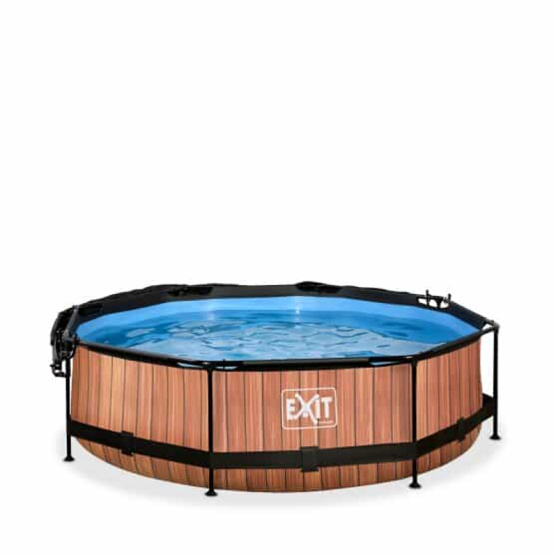 Бассейн Exit Wood 300x76 см с фильтром-насосом и тентом