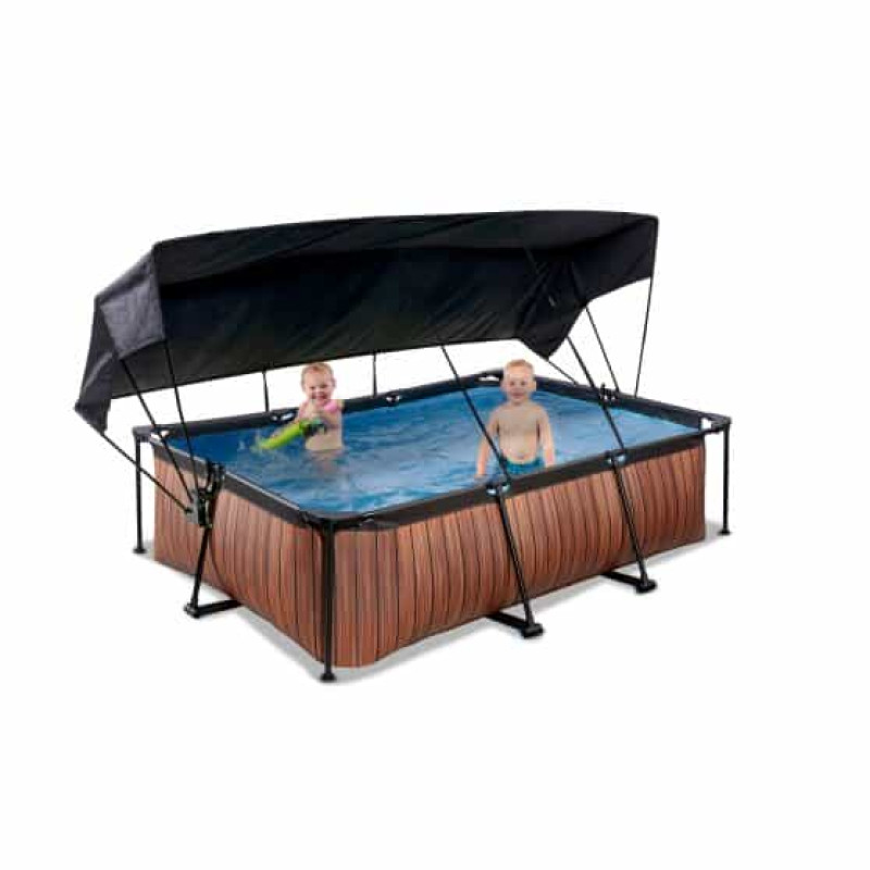 Бассейн Exit Wood 220x150х65 см с фильтром-насосом и тентом