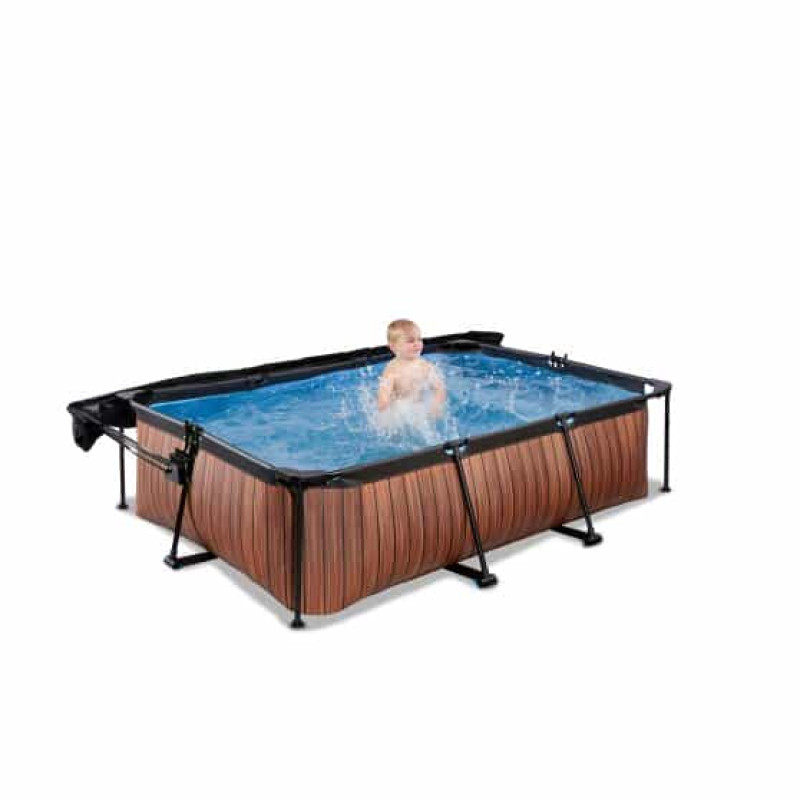 Бассейн Exit Wood 220x150х65 см с фильтром-насосом и тентом