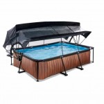 Басейн Exit Wood 300x200х65 см з фільтром-насосом, куполом і тентом