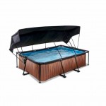 Басейн Exit Wood 220x150х65 см з фільтром-насосом і тентом