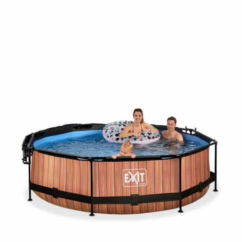 Бассейн Exit Wood 300x76 см с фильтром-насосом и тентом