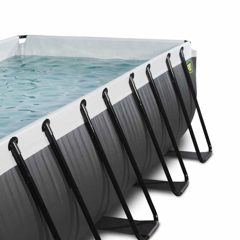 Басейн Exit Black 400x200х122 см з пісочним фільтром-насосом, куполом, драбинкою і тепловим насосом