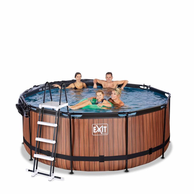 Каркасный бассейн Exit Wood 360x122 см с песочным фильтром-насосом, куполом и лестницей
