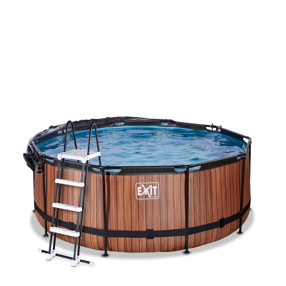 Каркасний басейн Exit Wood 360x122 см з пісочним фільтром-насосом, куполом і драбинкою
