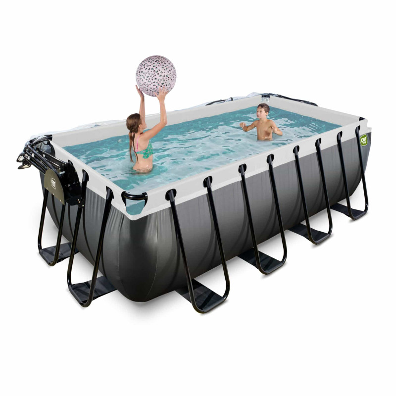 Басейн Exit Black 400x200х122 см з пісочним фільтром-насосом, куполом, драбинкою і тепловим насосом