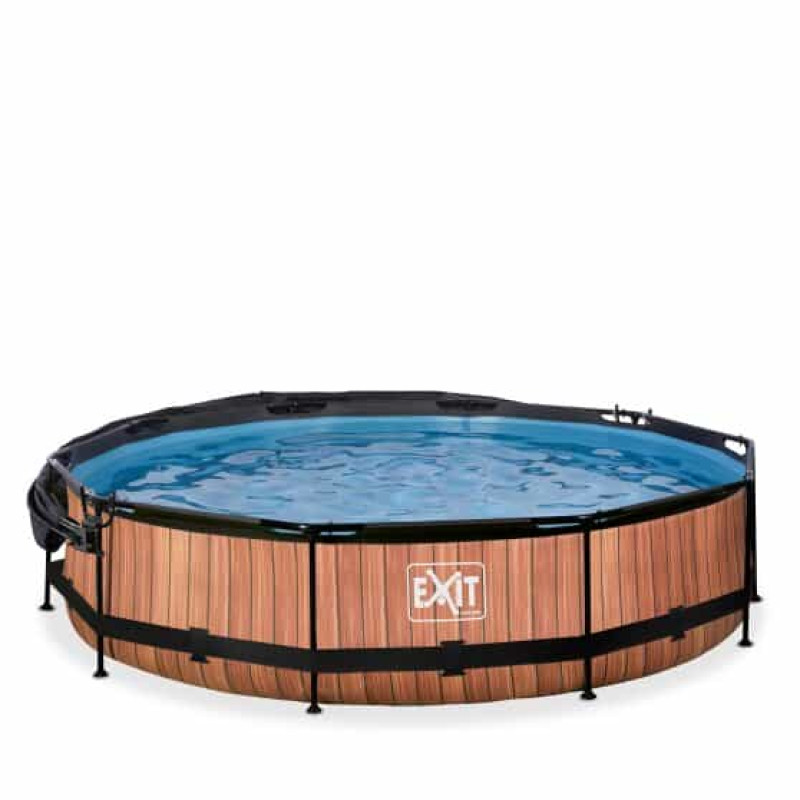Бассейн Exit Wood 360x76 смс фильтром-насосом и тентом