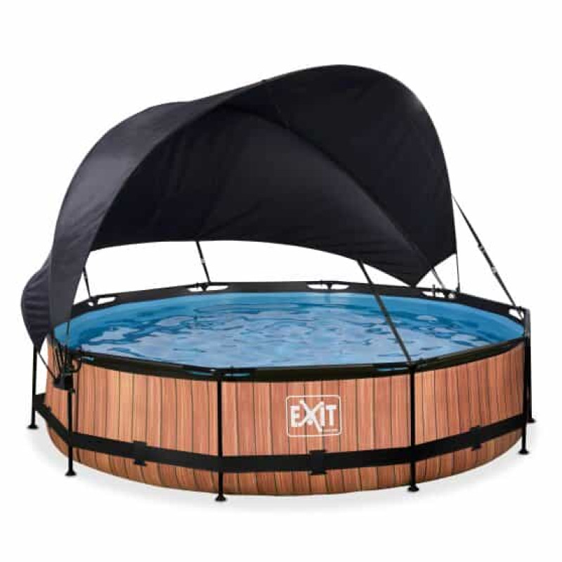 Бассейн Exit Wood 360x76 смс фильтром-насосом и тентом