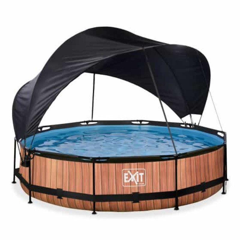 Бассейн Exit Wood 360x76 смс фильтром-насосом и тентом