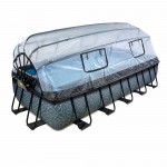Басейн Exit Stone 540x250х100 см з пісочним фільтром-насосом, куполом і драбинкою