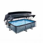 Басейн Exit Stone 220x150х65 см з фільтром-насосом, куполом і тентом