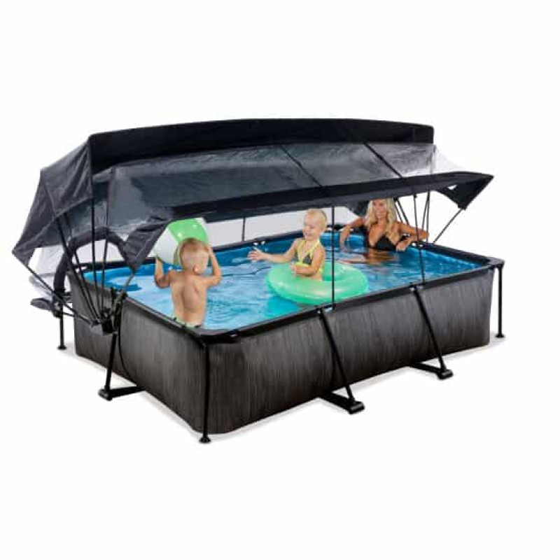 Басейн Exit Black 300x200х65 см з фільтром-насосом, куполом і тентом