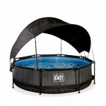 Басейн Exit Black 300x76 см з фільтром-насосом і тентом