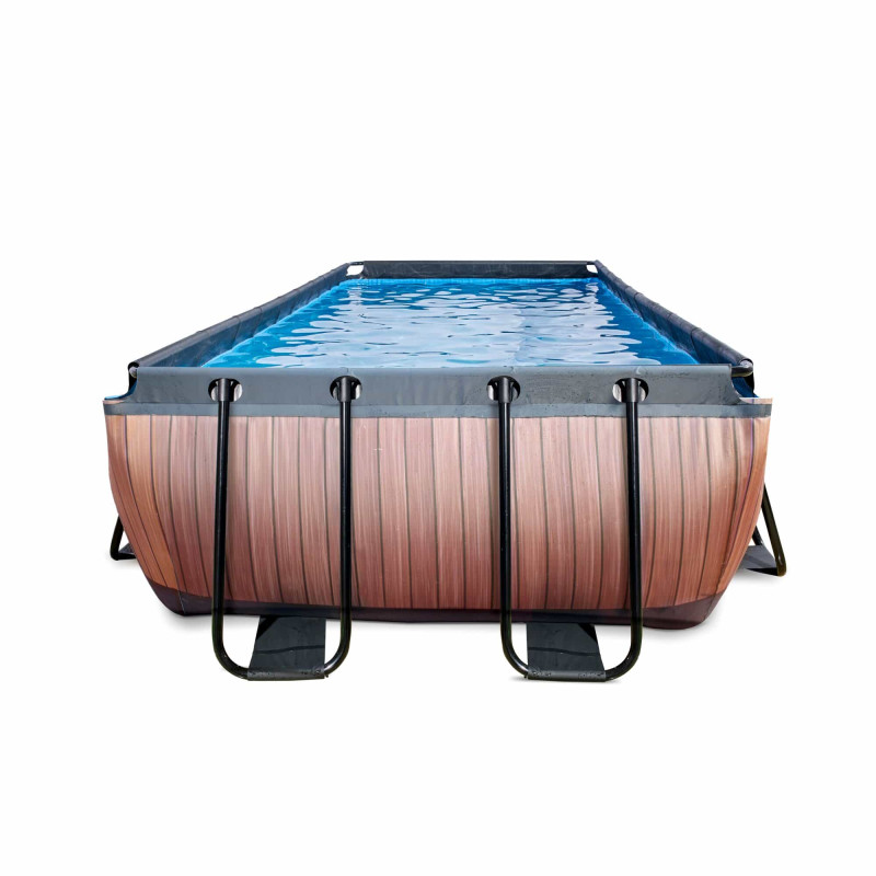 Каркасный бассейн Exit Wood 400x200х100 см с песочным фильтром-насосом, куполом, лестницей и тепловым насосом