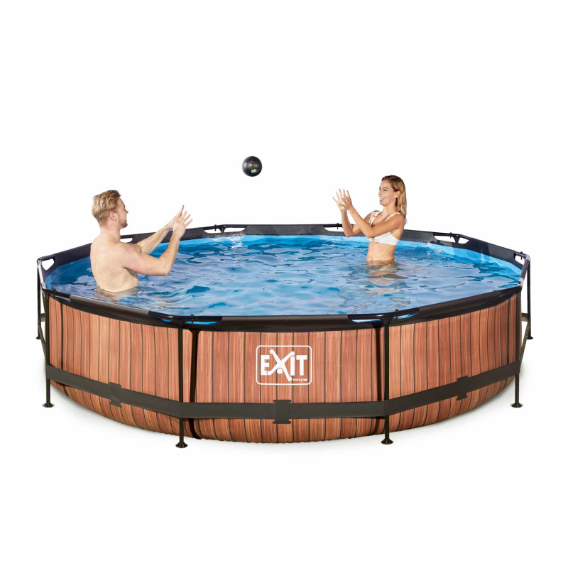 Каркасний басейн Exit Wood 360x76 см з картріджним фільтром-насосом