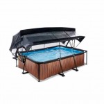 Бассейн Exit Wood 220x150х65 см с фильтром-насосом, куполом и тентом