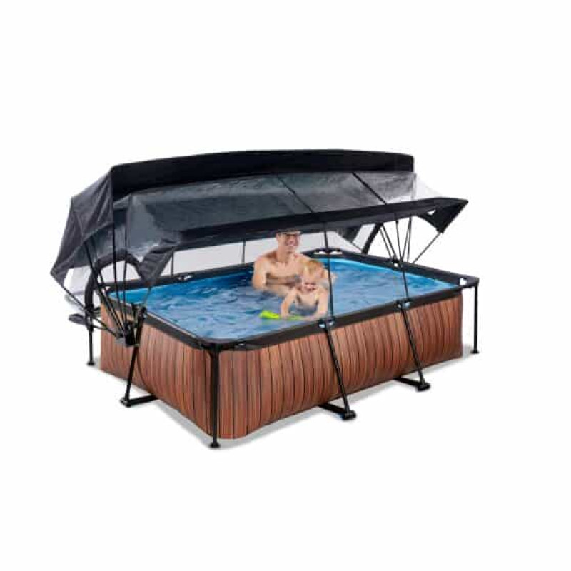 Басейн Exit Wood 220x150х65 см з фільтром-насосом, куполом і тентом