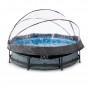 Каркасний басейн Exit Stone 300x76 см з картріджним фільтром-насосом і куполом
